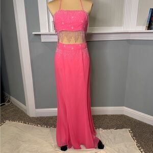 Mike Benet Pink Beaded Two-Piece Evening Dress with Shawl - 4